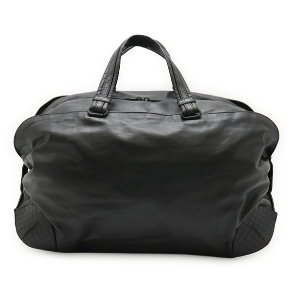 BOTTEGA VENETA Black Leather Intrecciato Boston Bag - Picture 1 of 10